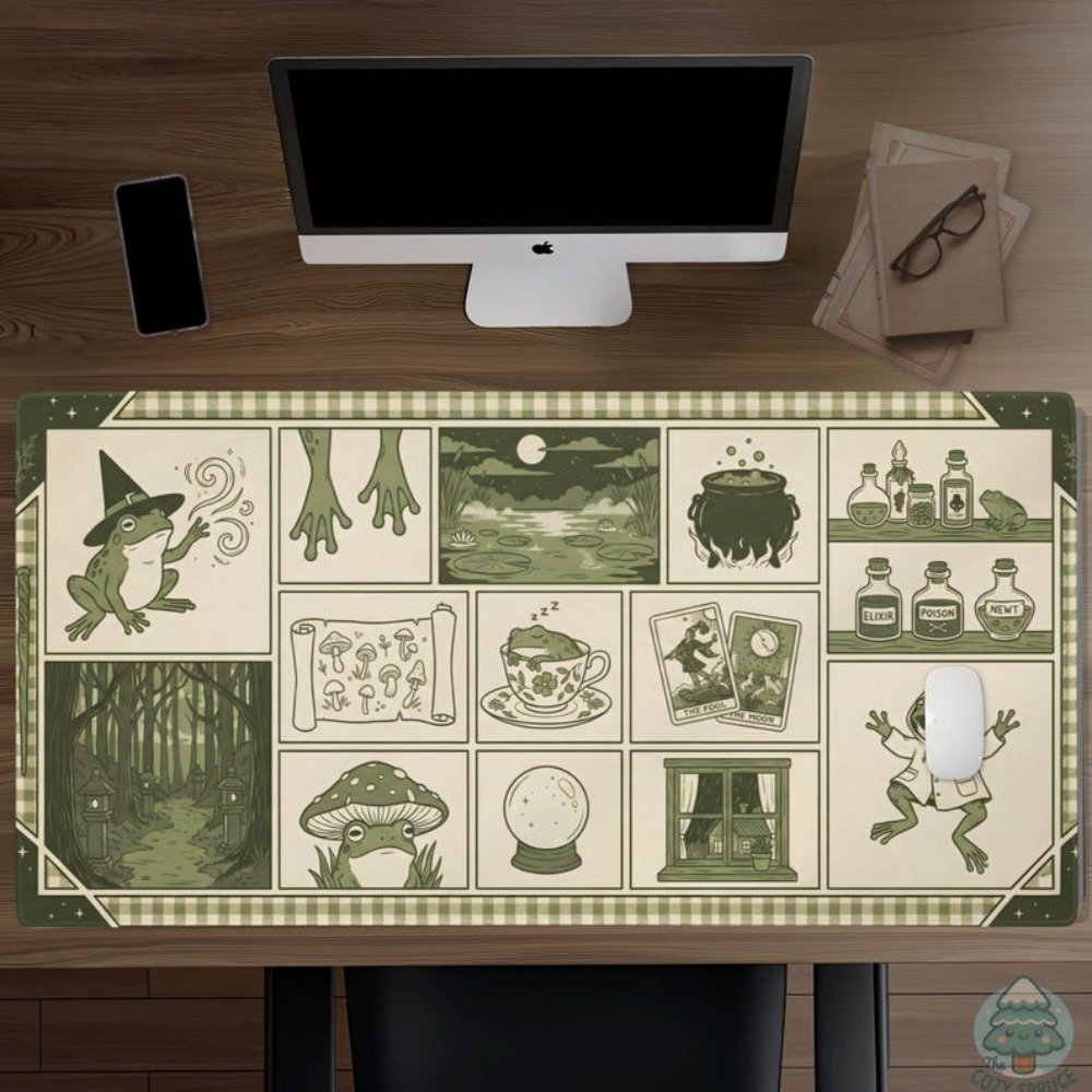 Desk Setup Aesthetic - Коврик для стола Witchy Frog Apothecary,