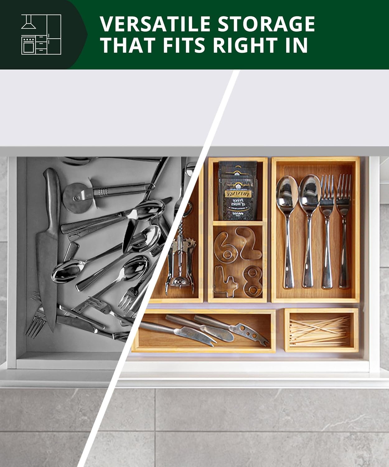 Drawer Organizer Bamboo - Набор из 5 бамбуковых органайзеров для