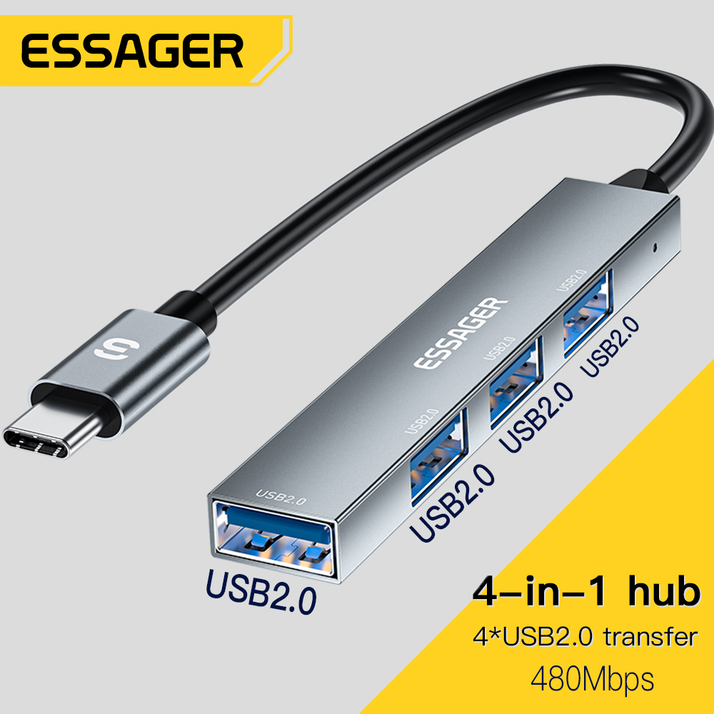 Desk Setup Usb Hub - Essager 4 в 1 USB C-кабель-концентратор