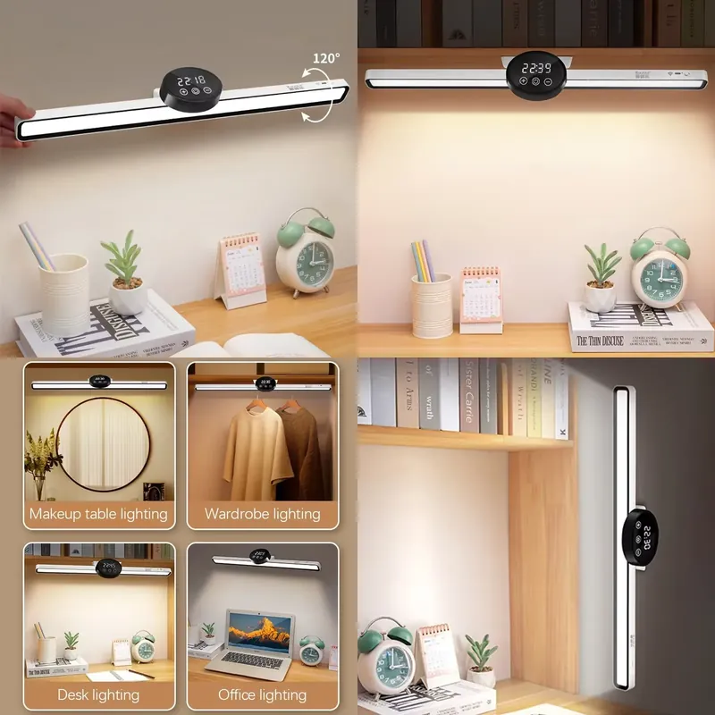 Led Desk Light Usb - Настольная лампа-часы с магнитным креплением, светодиодная,