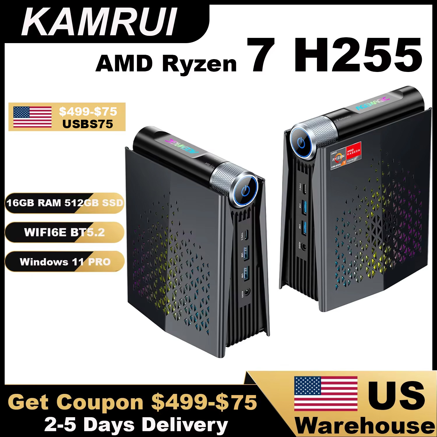 Amd Cpu Ryzen 7 - Игровой мини-ПК KAMRUI Ryzen 7 H255,
