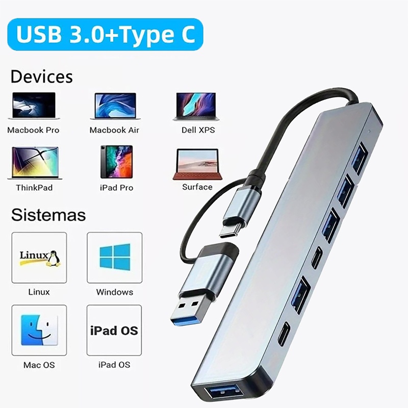 Desk Setup Usb Hub - USB-хаб 2-в-1 с 7 портами USB