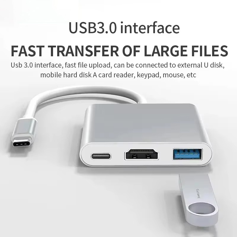 Desk Setup Usb Hub - Адаптер 3-в-1 Type-C на HDMI, USB-хаб