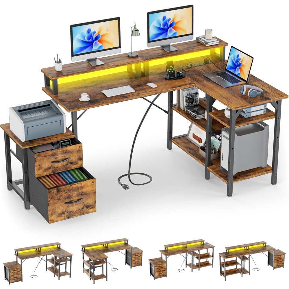 Desk Setup Or Set Up - Офисный стол с выдвижными ящиками для