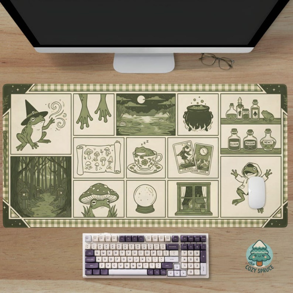 Коврик для стола Witchy Frog A – обзор и цена Desk Setup Aesthetic