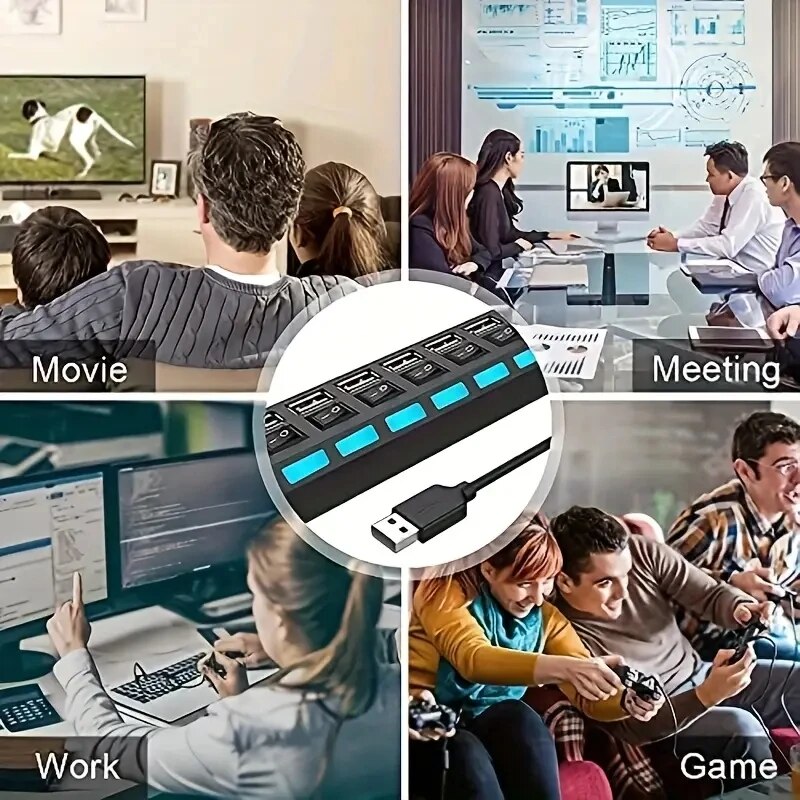 Высокоскоростной 4/7-портовый  – обзор и цена Desk Setup Usb Hub