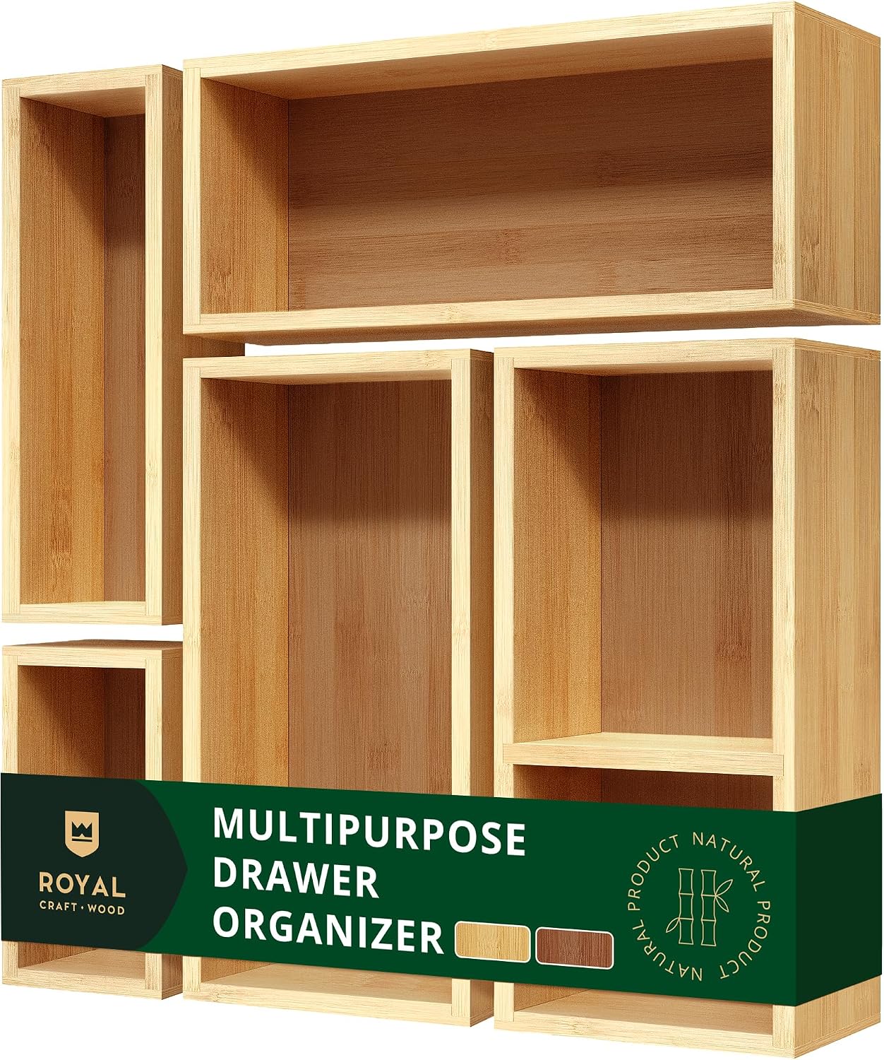 Набор из 5 бамбуковых органайз – обзор и цена Drawer Organizer Bamboo