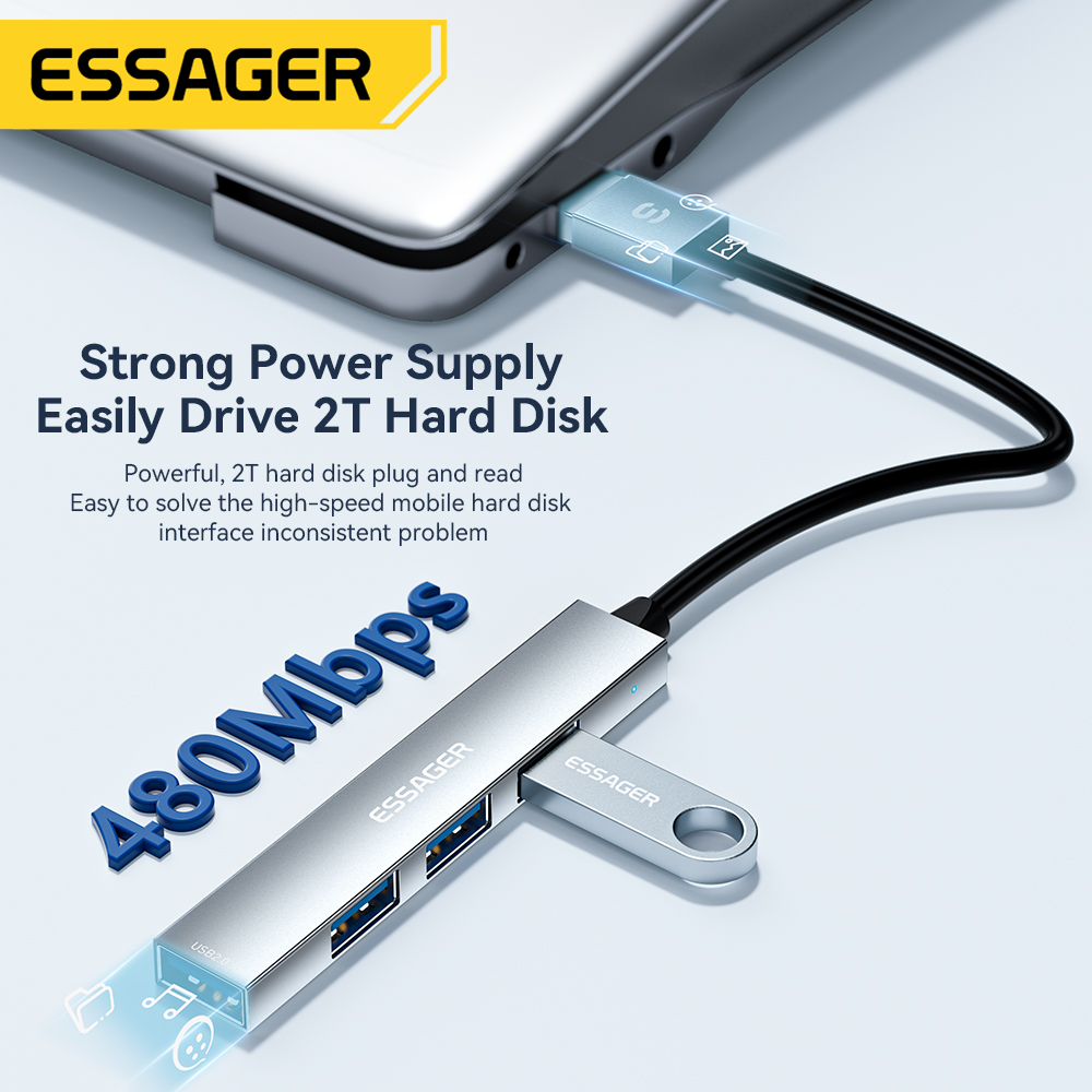Essager 4 в 1 USB C-кабель-кон – обзор и цена Desk Setup Usb Hub