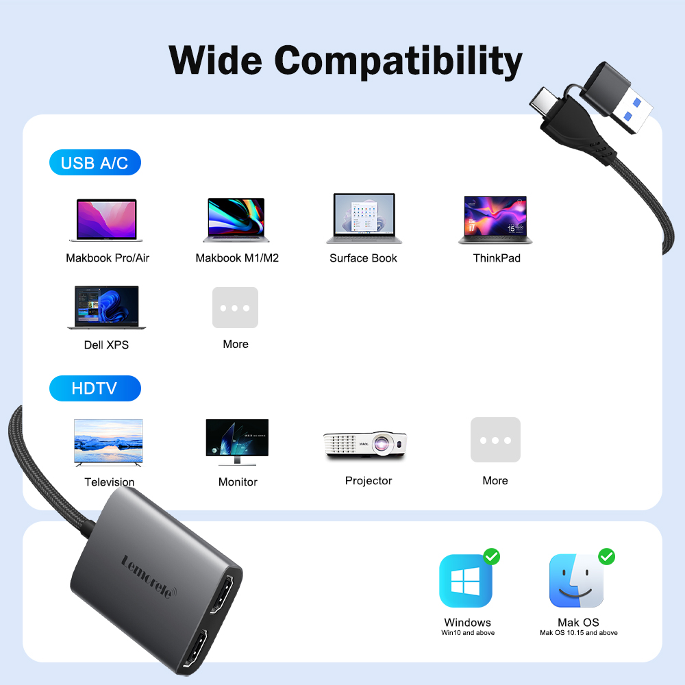 Lemorele Dual HDMI-адаптер 4K  – обзор и цена Desk Setup Usb Hub