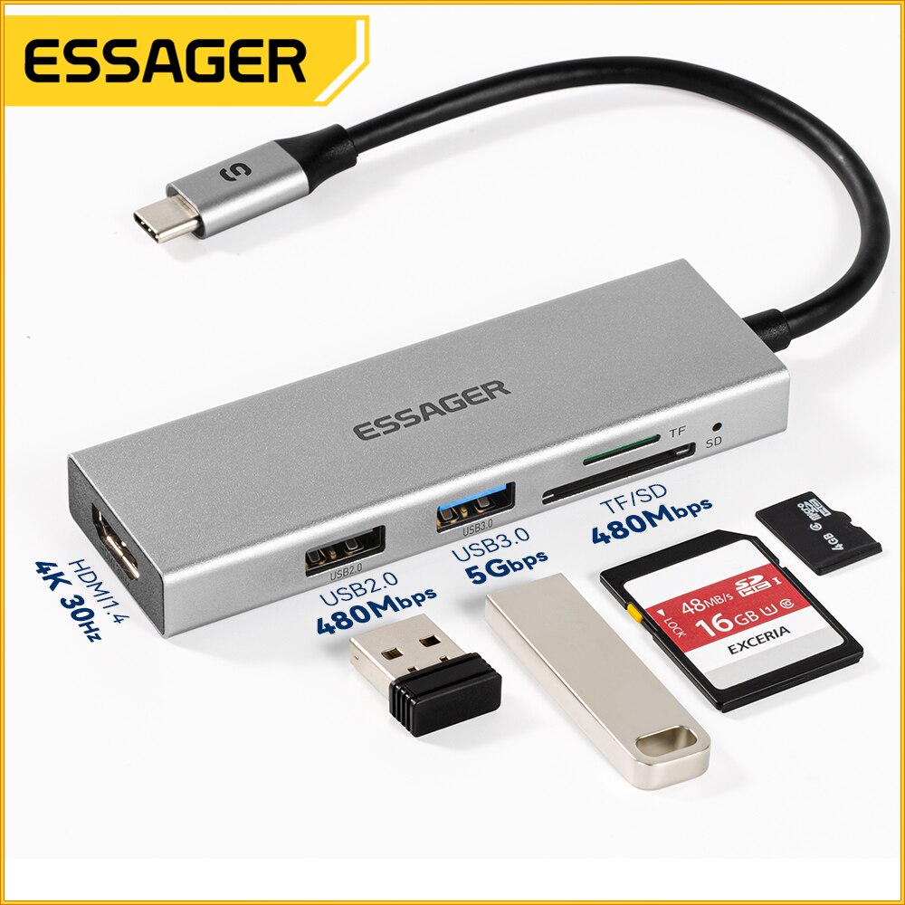 Essager 5 в 1 USB C концентрат – обзор и цена Desk Setup Usb Hub