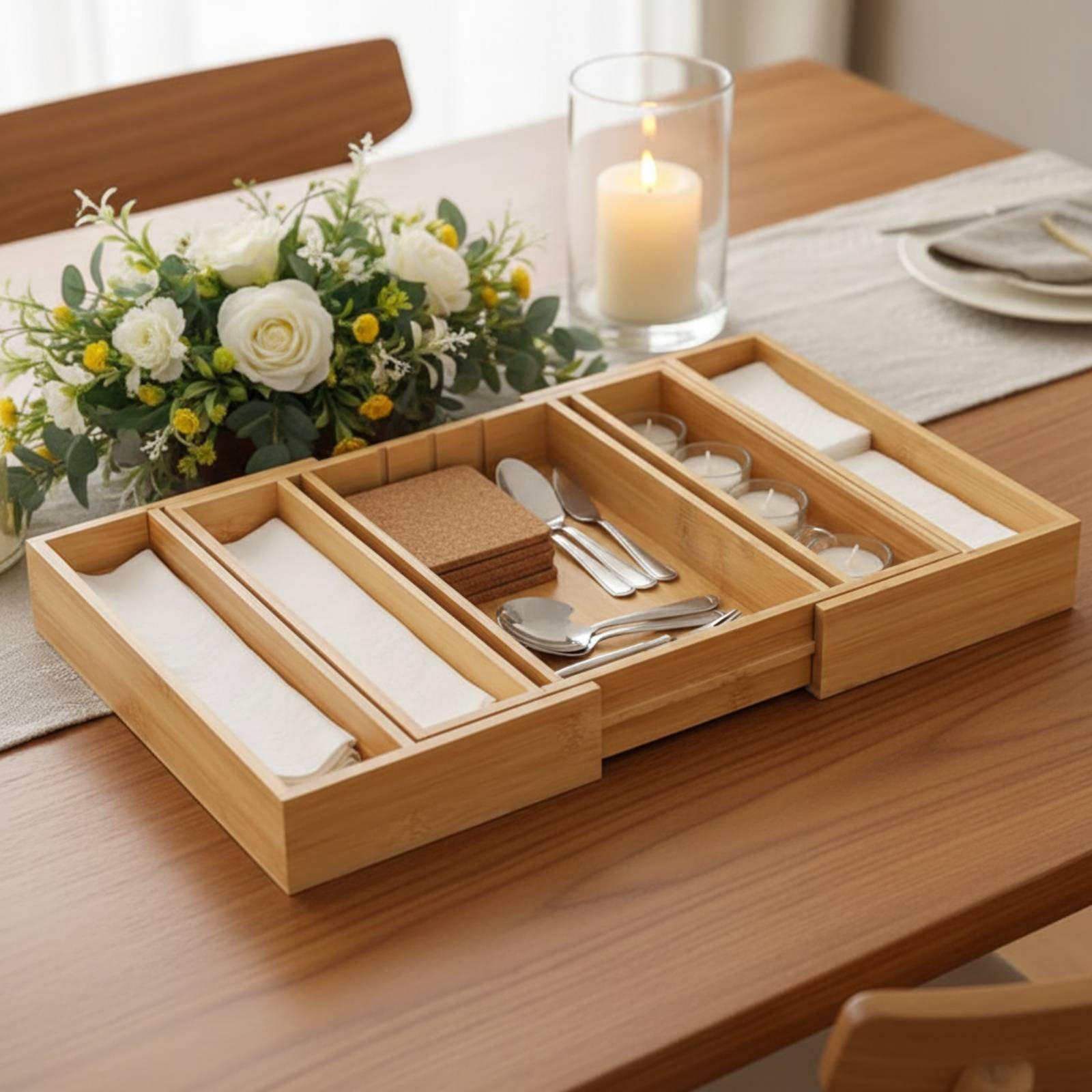 Регулируемый бамбуковый органа – обзор и цена Drawer Organizer Bamboo
