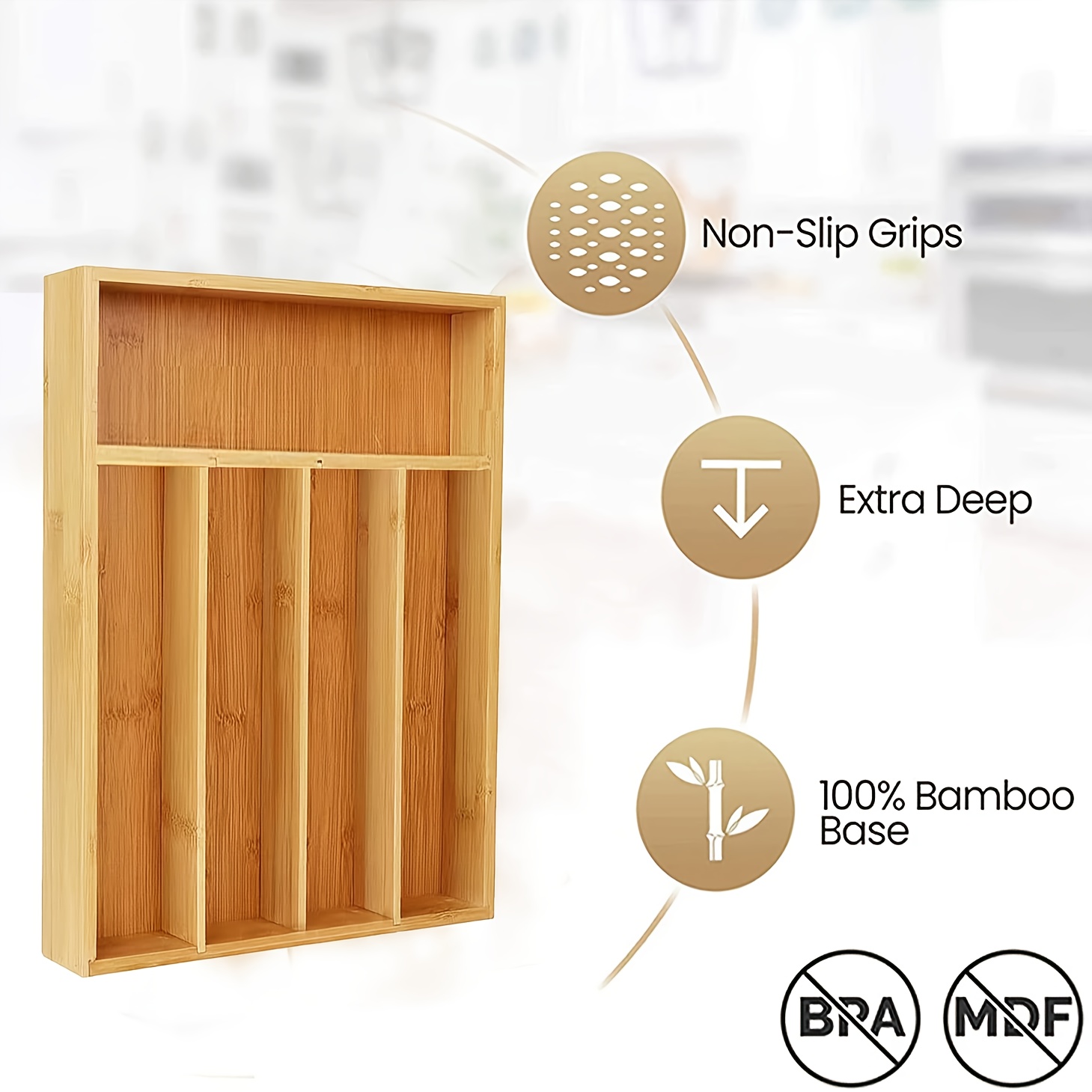 Органайзер для кухонных ящиков – обзор и цена Drawer Organizer Bamboo