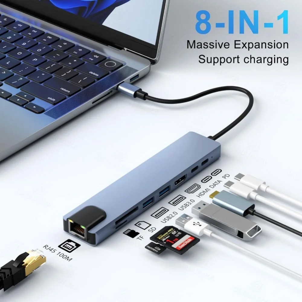 USB-C хаб 8/7 в 1 с 4K HDMI ад – обзор и цена Desk Setup Usb Hub